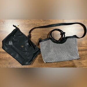 2010s Charming Charlie Chevron Shoulder Bag /Top Handle Tote Set